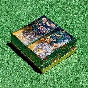 Lilly Pad Frogs & Grape Vines Rawcliffe Pewter Potpourri Jar & Lid 2Pc Set NOS